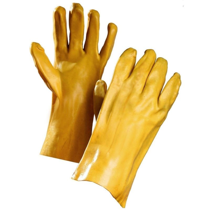FORCEFIELD Chemical Resistant Gloves, Yellow PVC Coated, 14 Gauntlet Cuff