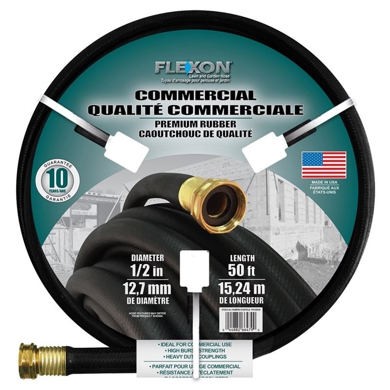 GARDEN HOSE IN X 50FT PREMIUM RUBBER (BLACK)