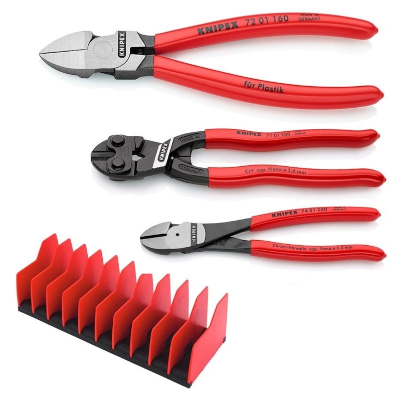 Knipex 9K 00 80 137 US – 3 Piece Cutting Pilers set- with FREE 10 Piece Tool Holder