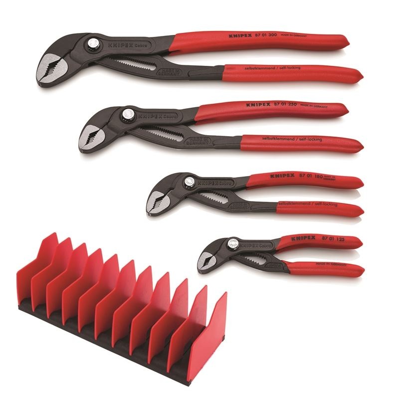 Knipex 9K 00 80 138 US – 4 Piece Cobra Pilers set- with FREE 10 Piece Tool Holder