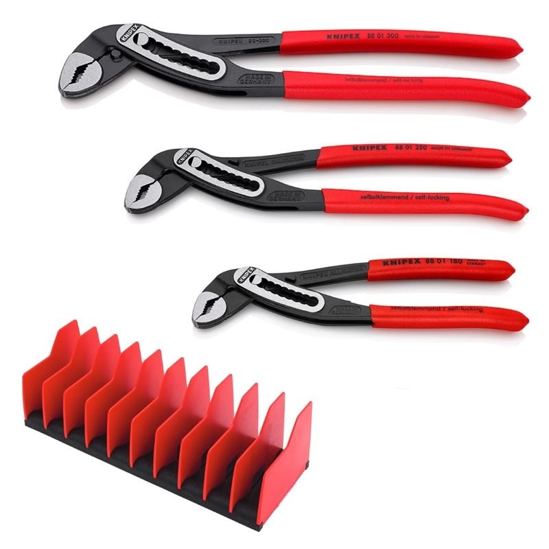 Knipex 9K 00 80 139 US – 3 Piece Alligator Pilers set- with FREE 10 Piece Tool Holder