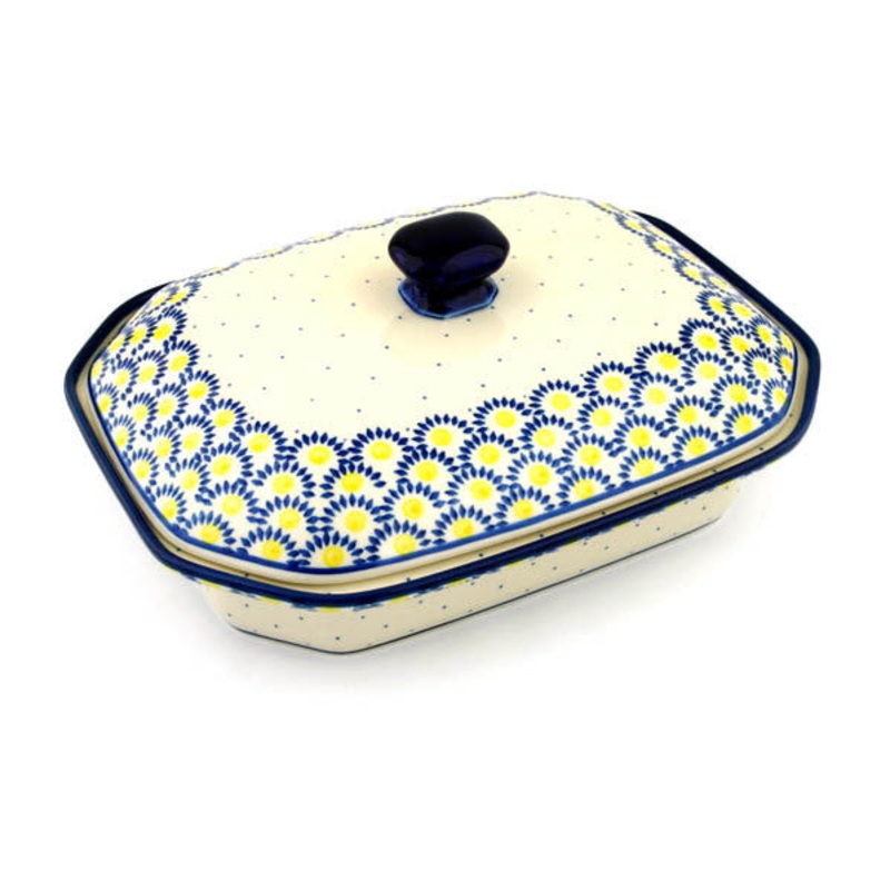 Polish Pottery 12 Dish with Cover Radient Scales
