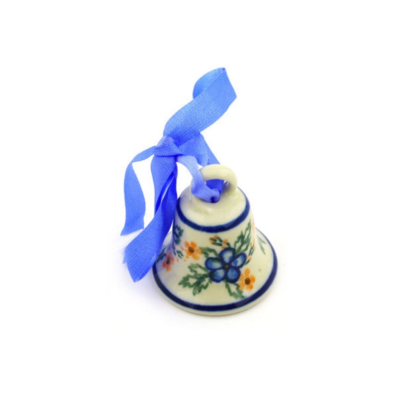 Polish Pottery 2 Mini Bell Cobblestone Garden