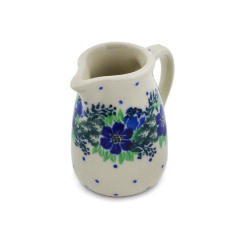 Polish Pottery 2 Mini Jug Basket Of Blues