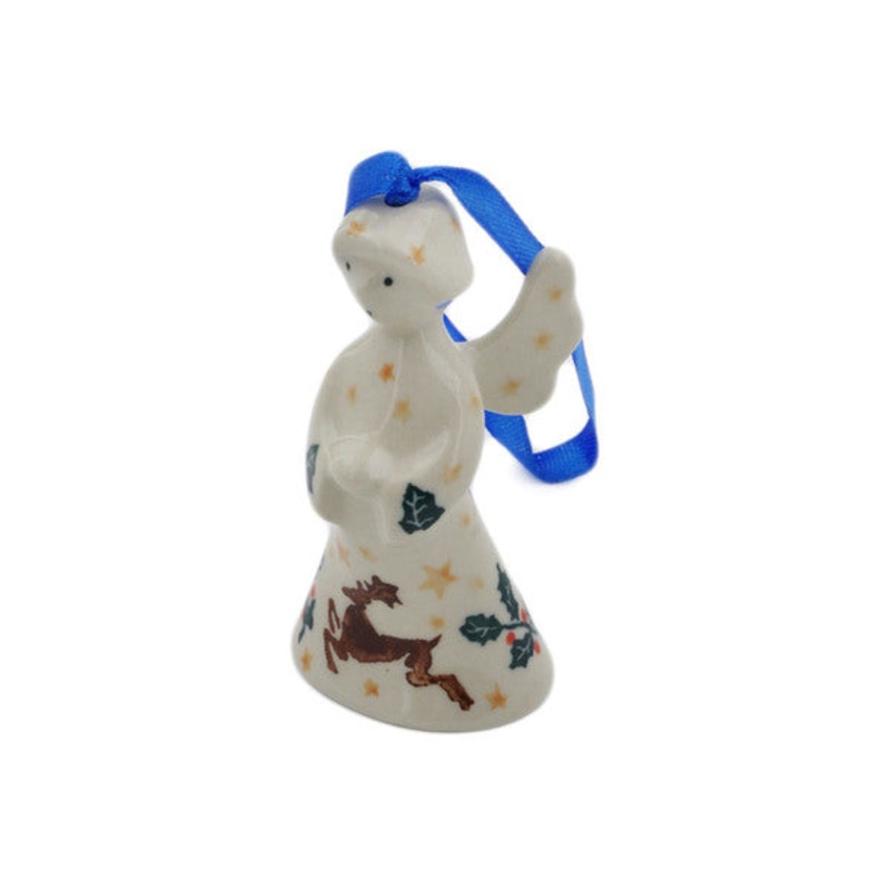 Polish Pottery 3 Angel Ornament Running Reindeer