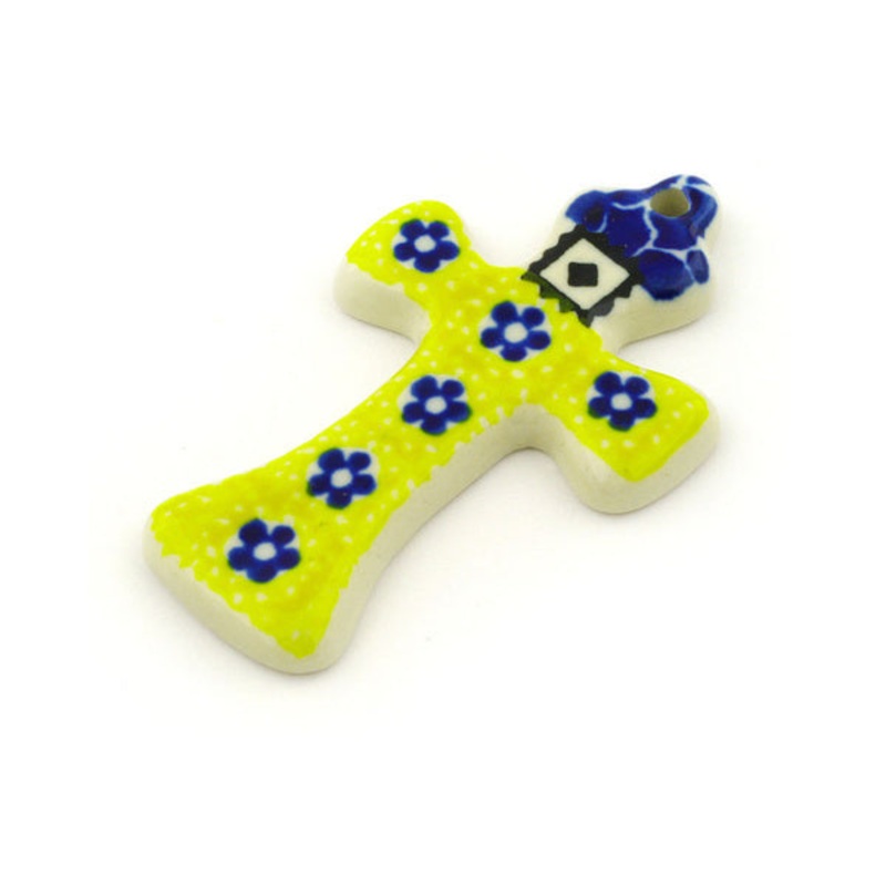 Polish Pottery 3 Cross Sunburst Daisies
