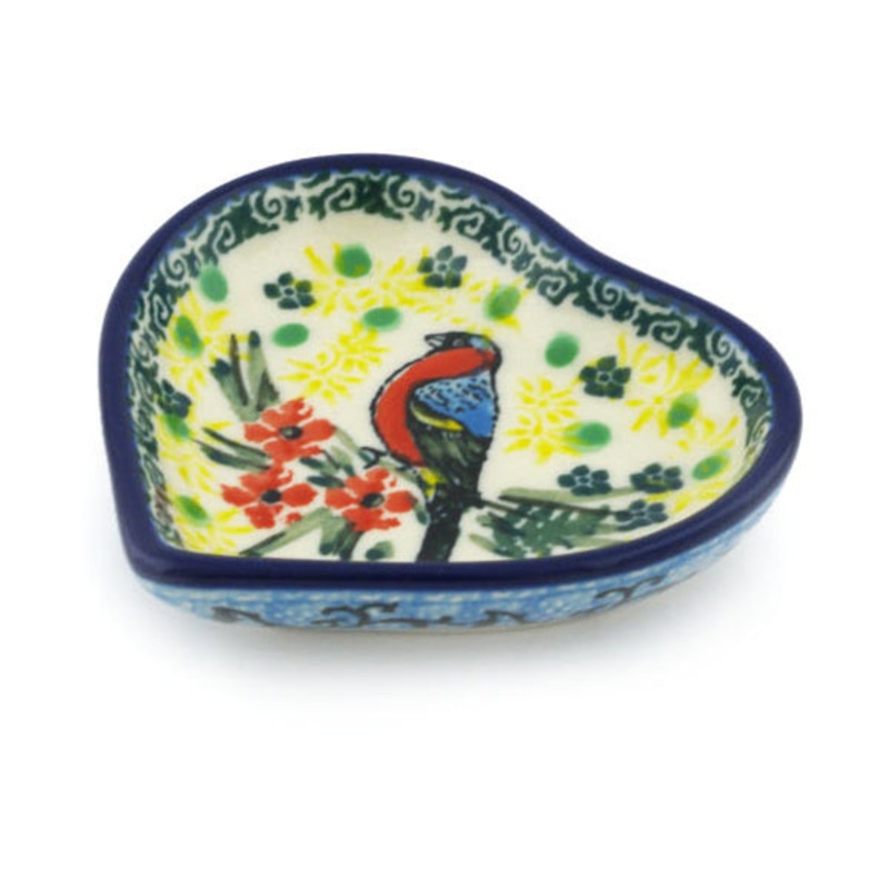 Polish Pottery 3 Mini Heart Bowl Morning Song UNIKAT