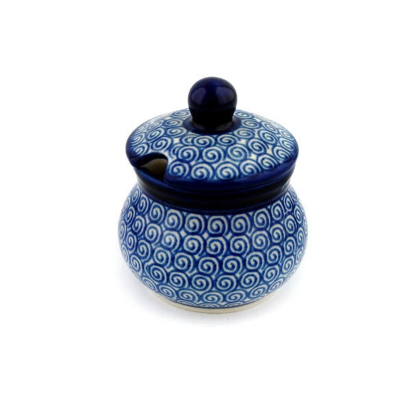 Polish Pottery 5 oz Sugar Bowl Baltic Blue