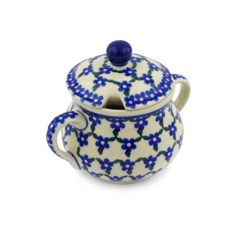 Polish Pottery 7 oz Sugar Bowl Blue Mandala