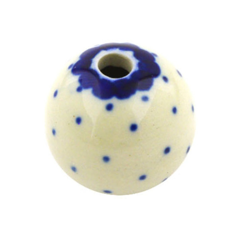 Polish Pottery 1 Bead Blue Polka Dot