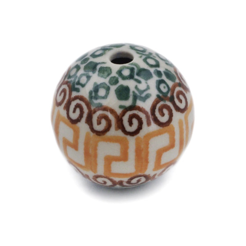 Polish Pottery 1 Bead Grecian Sea