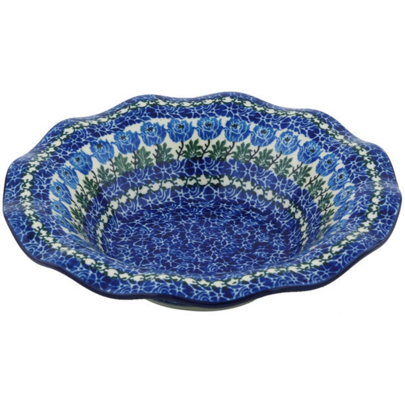 Polish Pottery 10 Bowl Blue Rosette Wreath