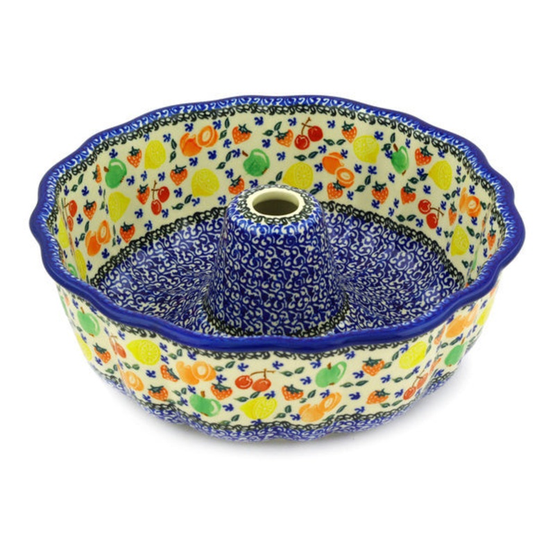 Polish Pottery 10 Cake Mould Tutti Frutti UNIKAT