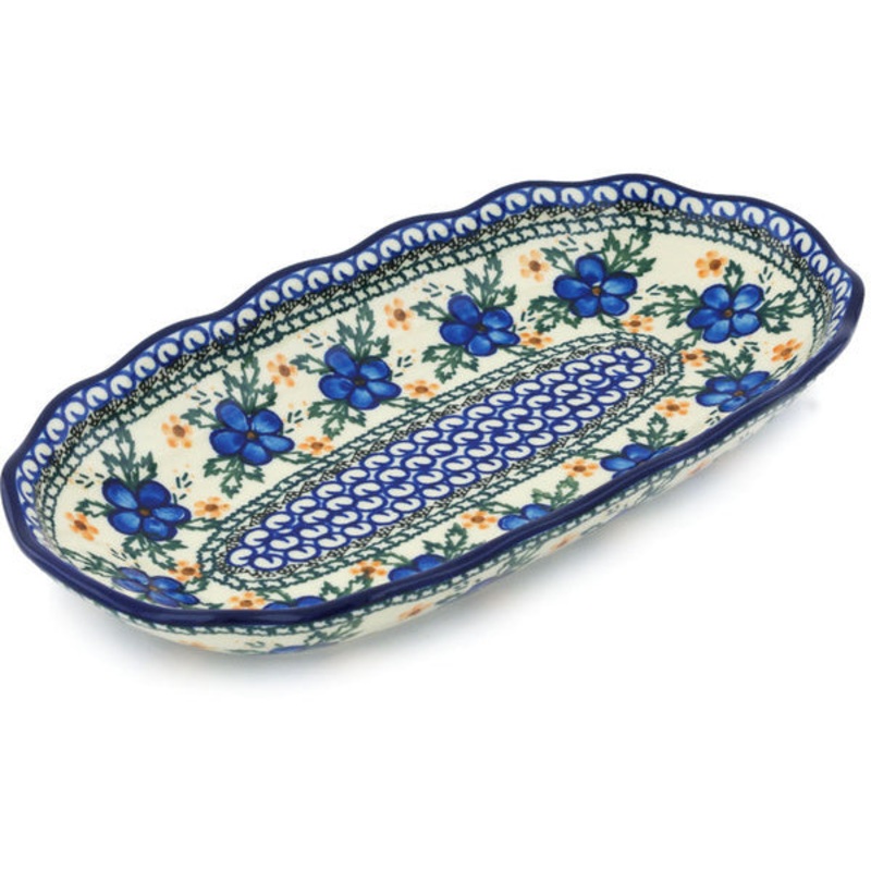 Polish Pottery 12 Platter Cobblestone Garden