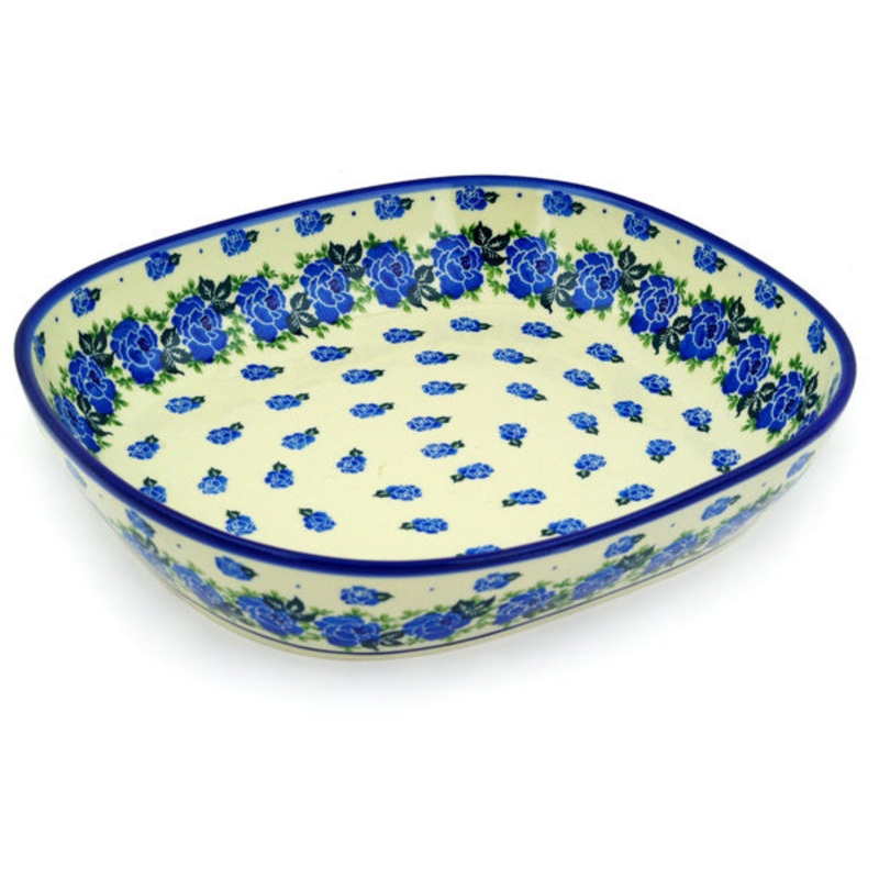 Polish Pottery 12 Platter Rose Wreath