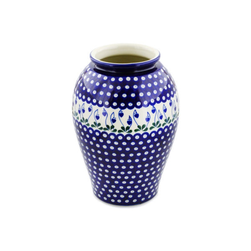 Polish Pottery 12 Vase Bleeding Heart Peacock