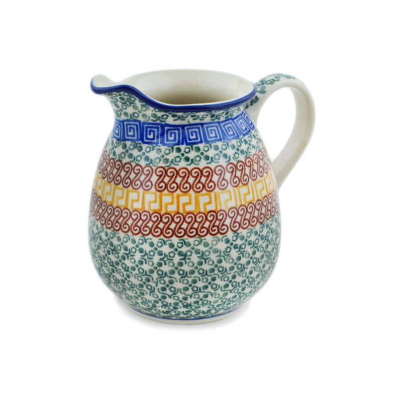 Polish Pottery 3 cups Pitcher Grecian Sea