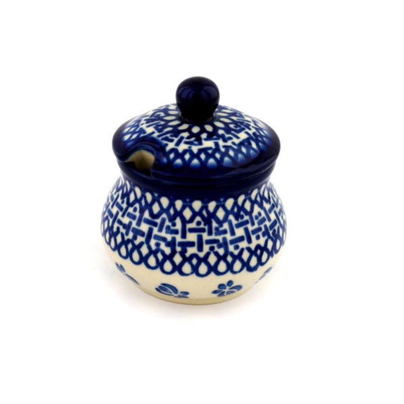 Polish Pottery 5 oz Sugar Bowl Hidden Butterfly