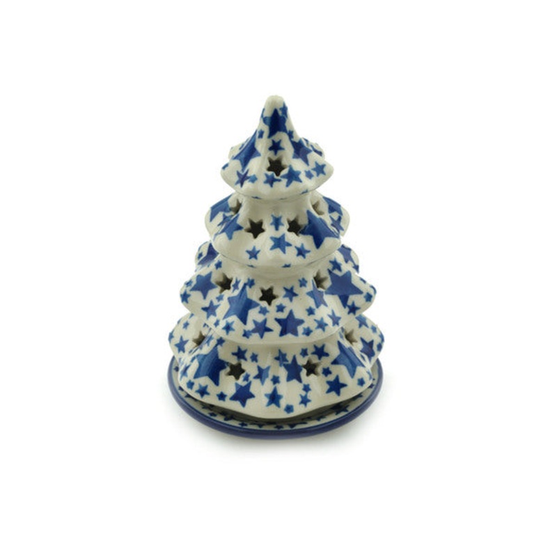 Polish Pottery 6 Christmas Tree Candle Holder Starlight