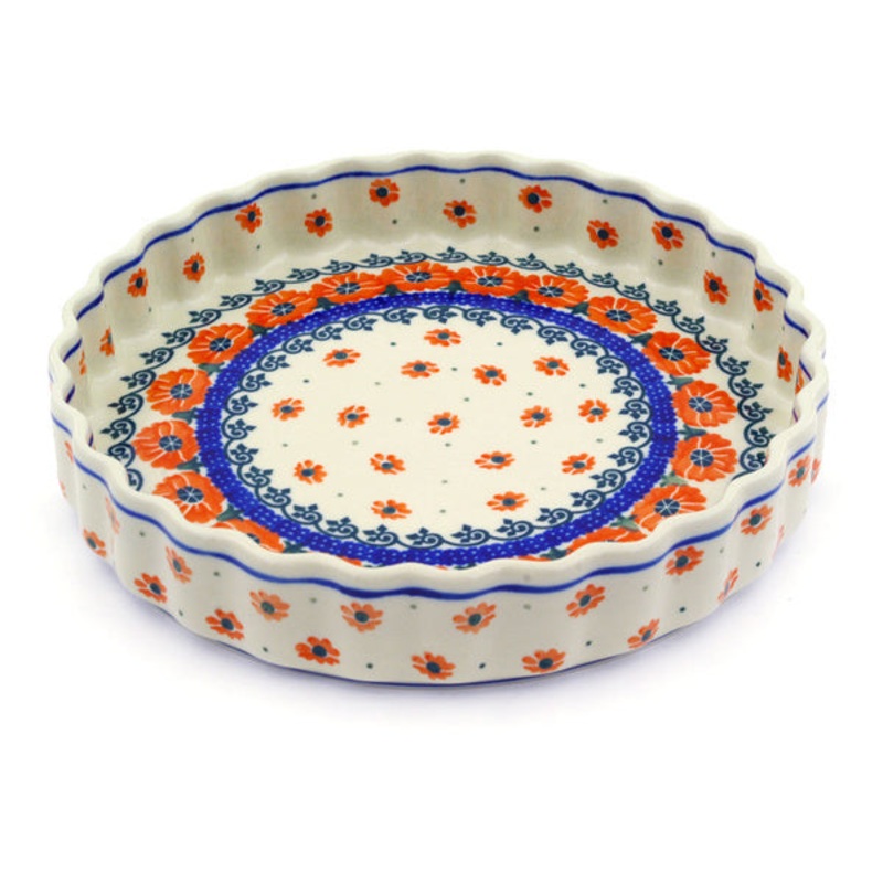Polish Pottery 9 Fluted Pie Dish Amazing Canon