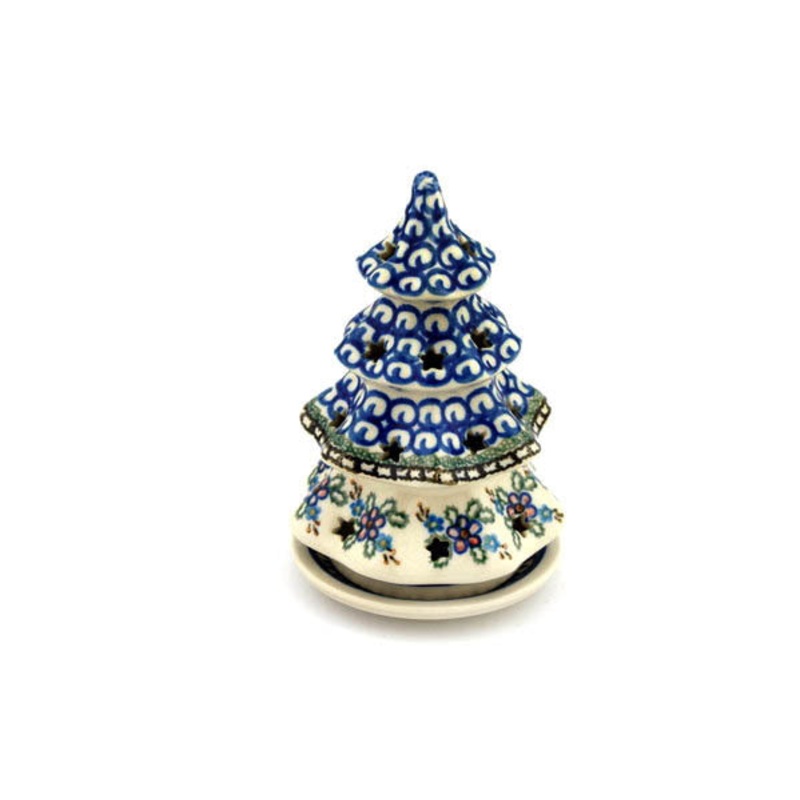 Polish Pottery 6 Christmas Tree Candle Holder Lancaster Rose