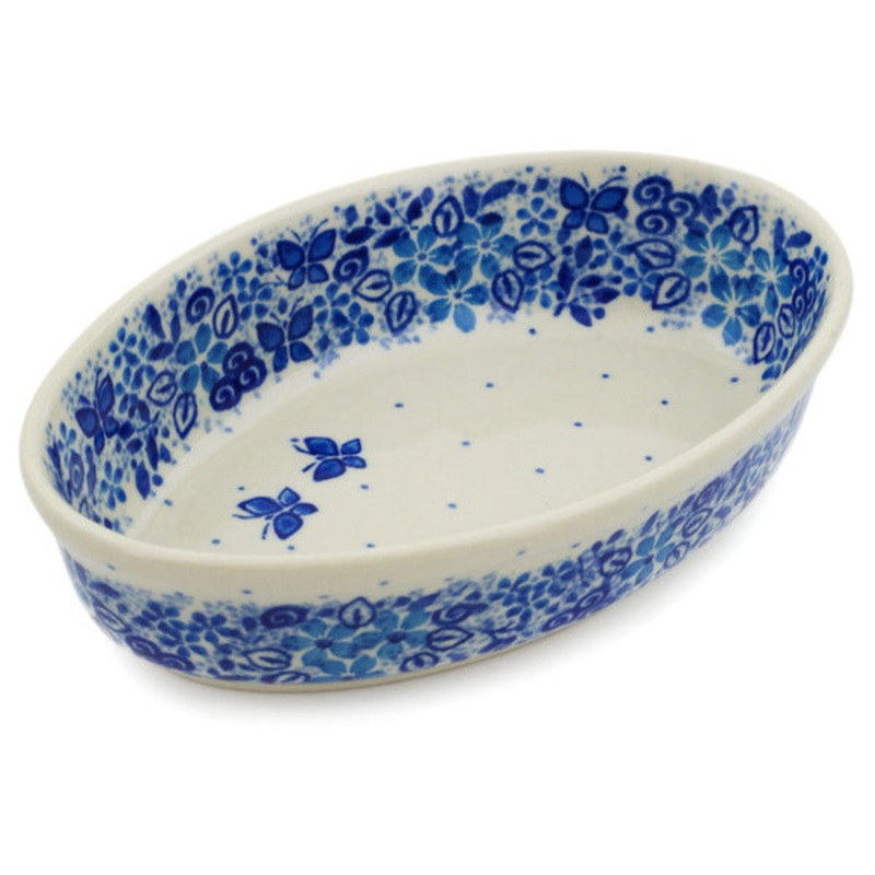 Polish Pottery 6 Condiment Dish Delicate Blue UNIKAT