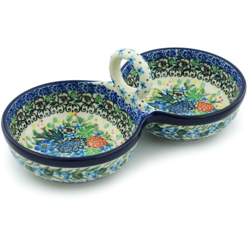 Polish Pottery 10 Condiment Dish Baby’s Breath Butterfly UNIKAT