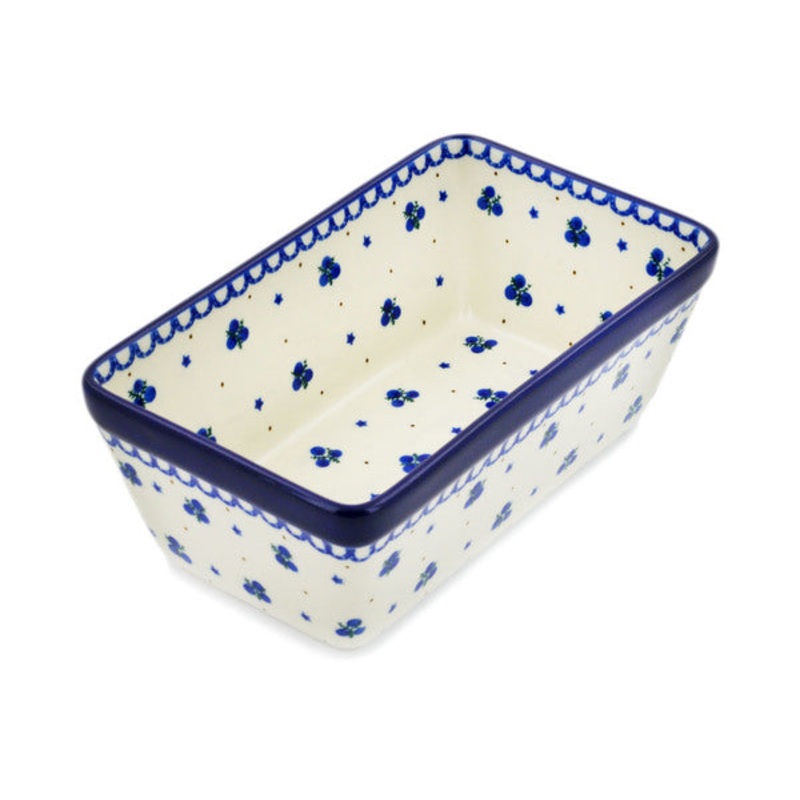 Polish Pottery Loaf Pan 8 Blueberry Stars