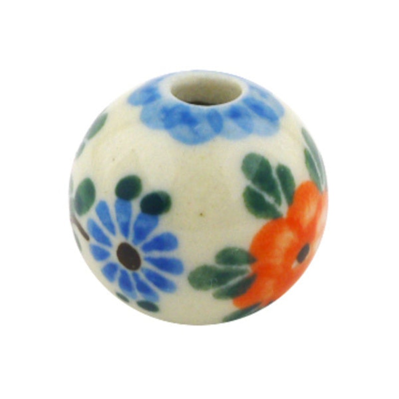 Polish Pottery -inch Bead Cherry Blossoms