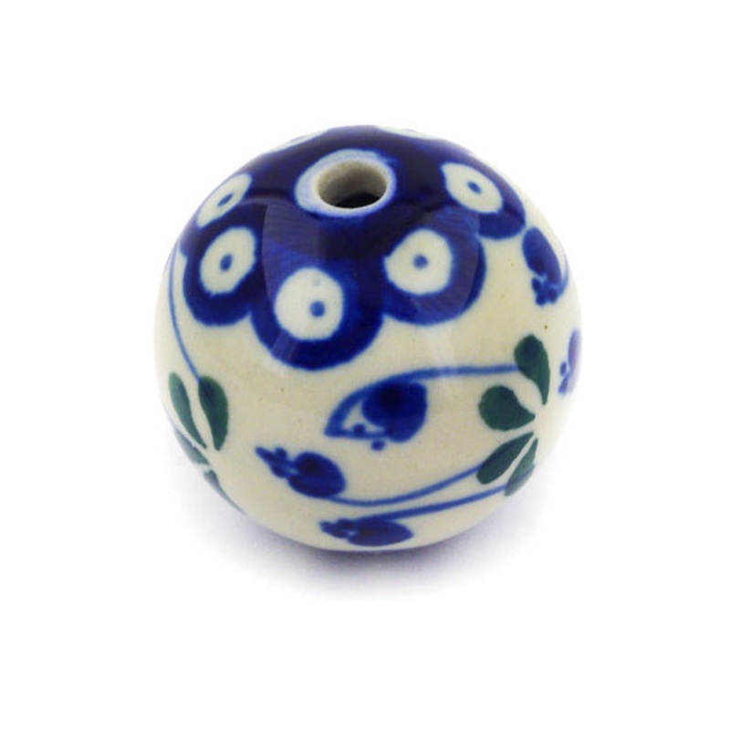 Polish Pottery 1 Bead Bleeding Heart Peacock