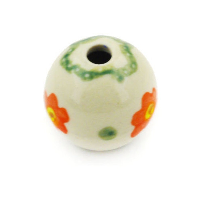 Polish Pottery 1 Bead Peach Spring Daisy