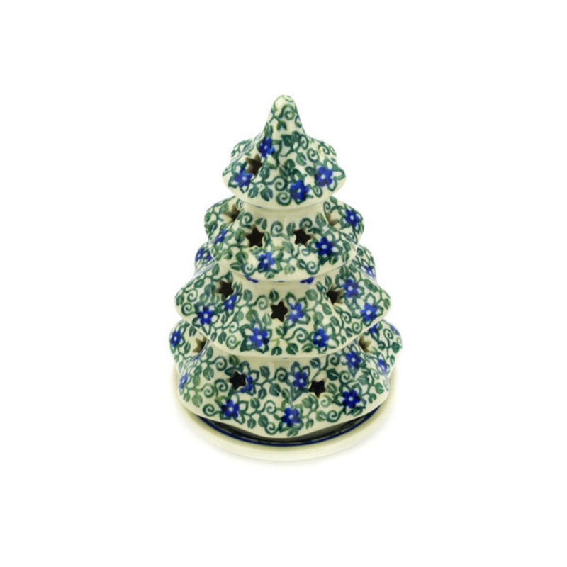 Polish Pottery 6 Christmas Tree Candle Holder Lobelia Vines