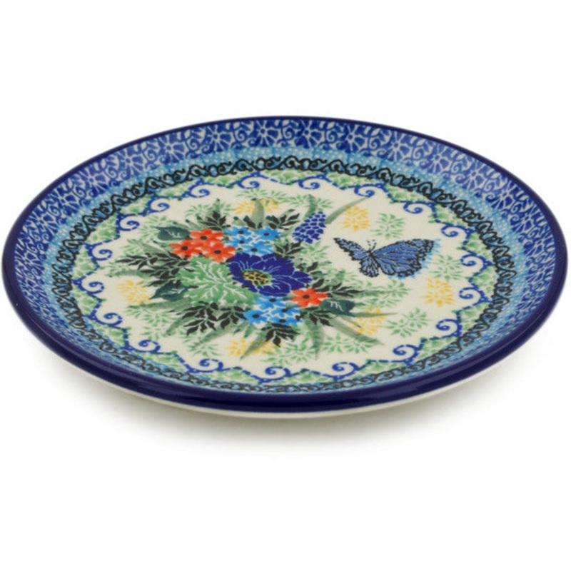 Polish Pottery Toast Plate Royal Blue Monarch UNIKAT