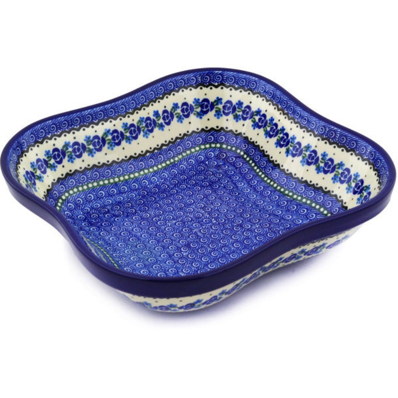 Polish Pottery 10 Bowl Blue Bud Sea