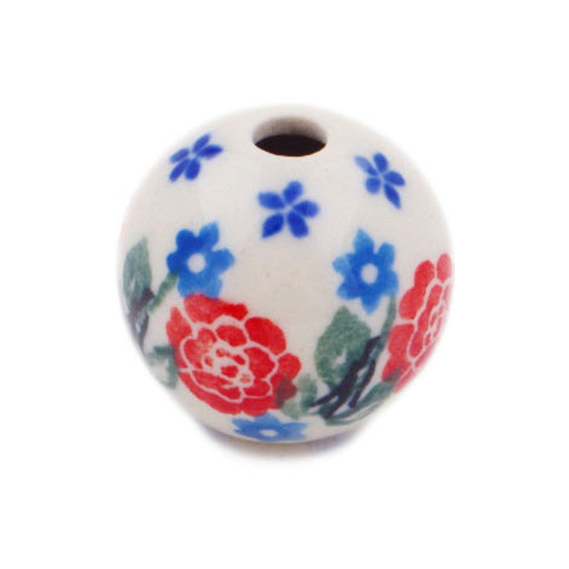 Polish Pottery 1 Bead Burst Of Roses