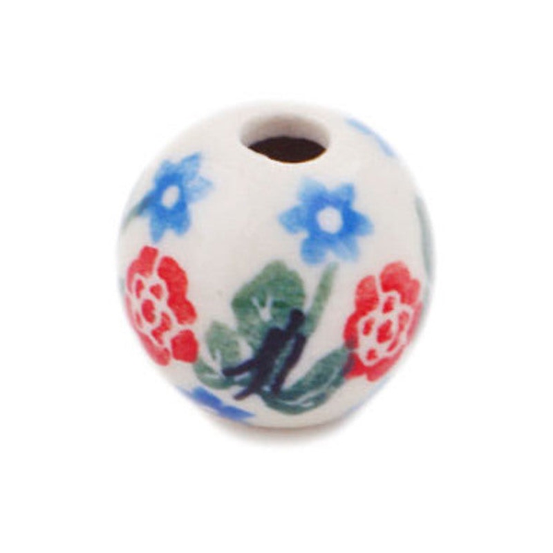 Polish Pottery -inch Bead Burst Of Roses