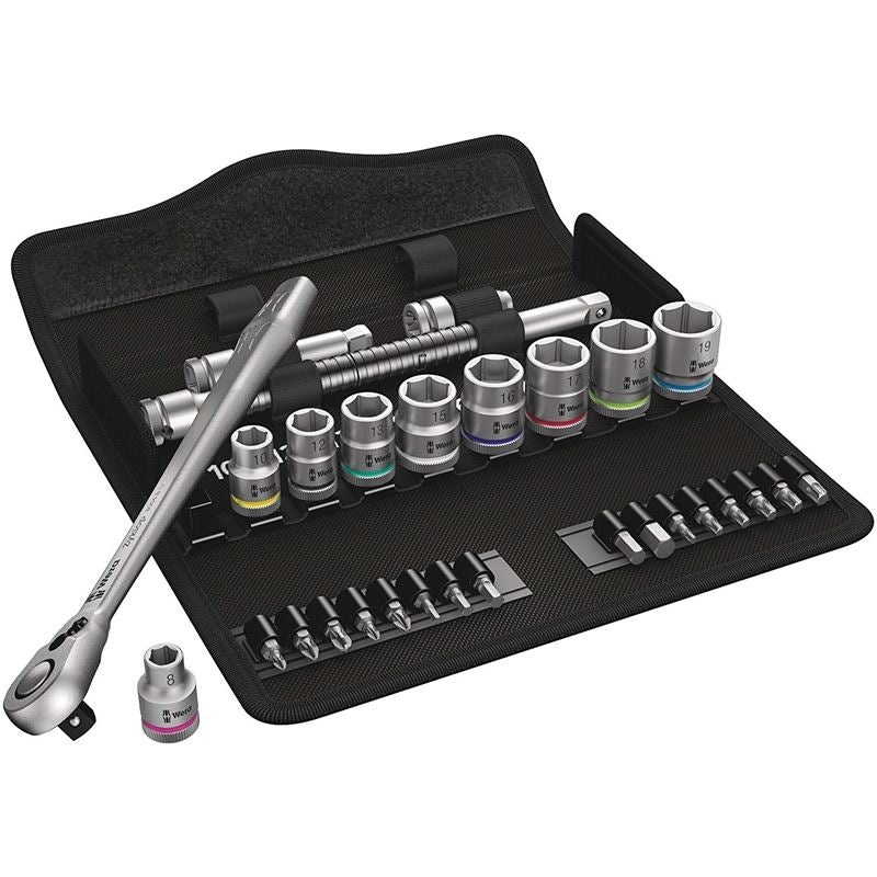 WERA 05004048001 8100 SB 8 Zyklop Metal Ratchet Set with switch lever, 3/8 drive, metric