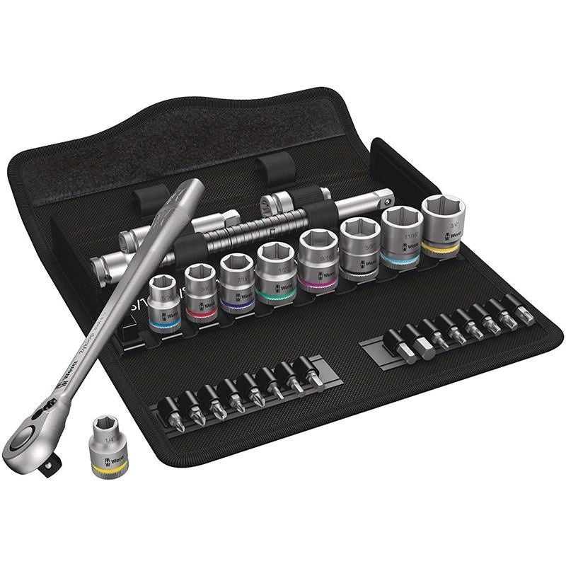 WERA 05004051001 8100 SB 10 Zyklop Metal Ratchet Set with push-through square, 3/8 drive, imperial