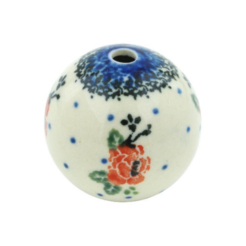 Polish Pottery 1 Bead Wild Rose