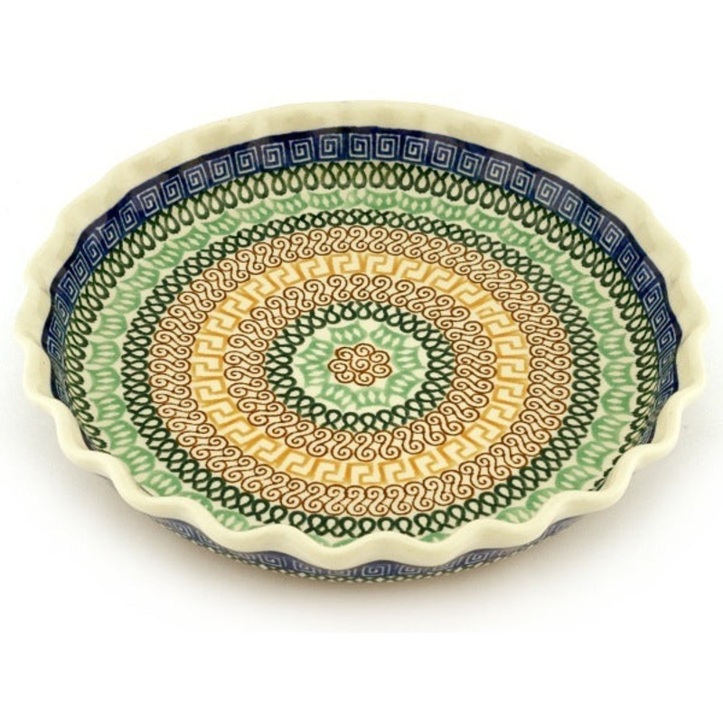 Polish Pottery 10 Fluted Pie Dish Braided Rug