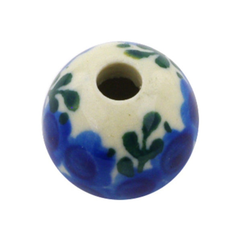 Polish Pottery -inch Bead Blue Poppy Wreath