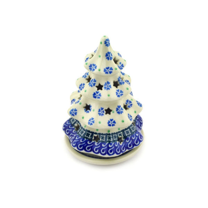 Polish Pottery 6 Christmas Tree Candle Holder Royal Clover Flower