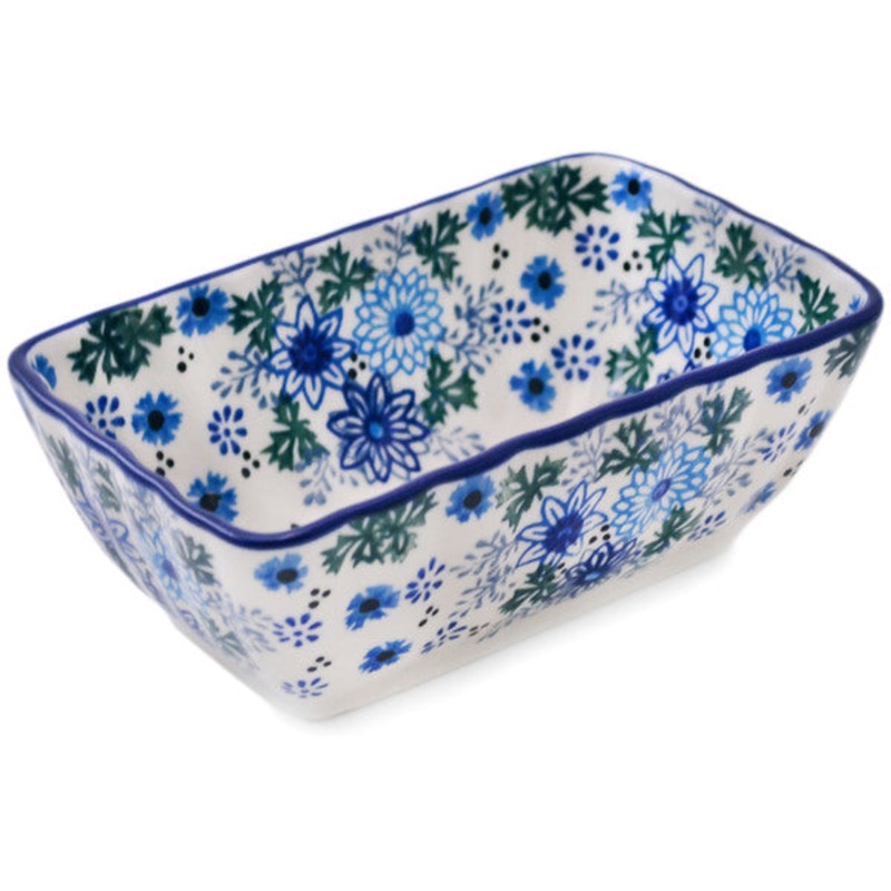 Polish Pottery Mini loaf pan Soft Starry Flowers UNIKAT