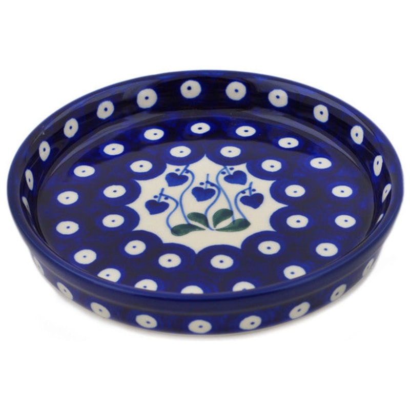 Polish Pottery 6 Condiment Dish Bleeding Heart Peacock
