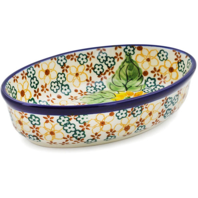 Polish Pottery 6 Condiment Dish Country Sunflower UNIKAT