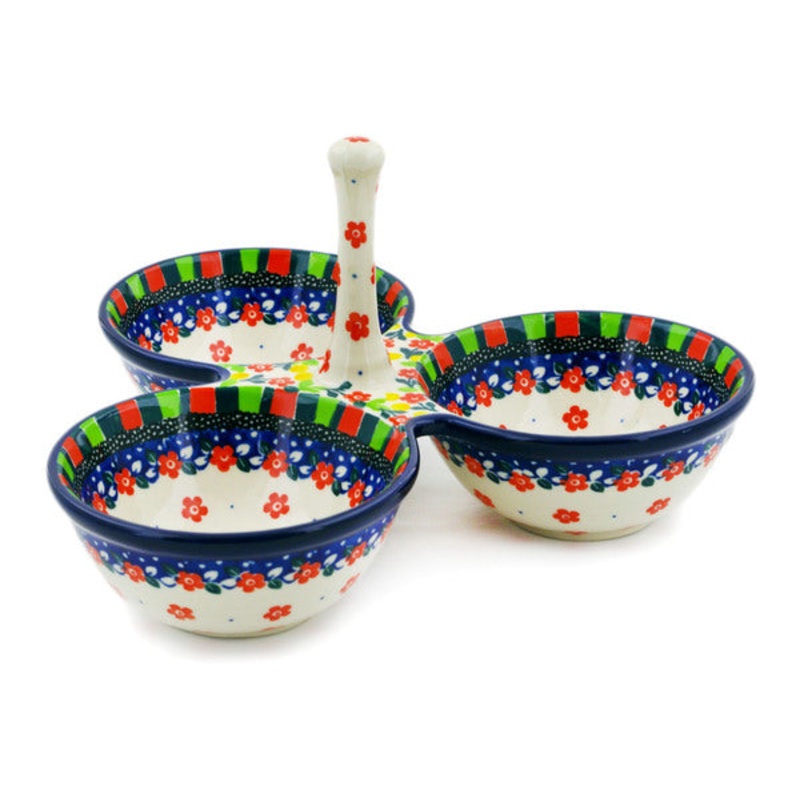 Polish Pottery 10 Condiment Dish Floral Puzzles UNIKAT