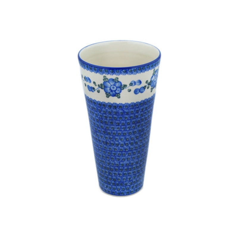Polish Pottery 10 Vase Blue Poppies