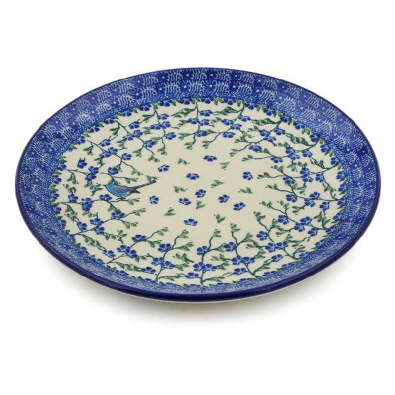 Polish Pottery 10 Plate Baby Blue Bird