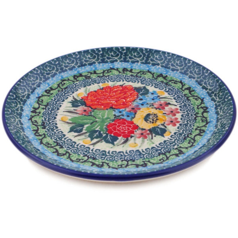 Polish Pottery Toast Plate Splendid Meadow UNIKAT