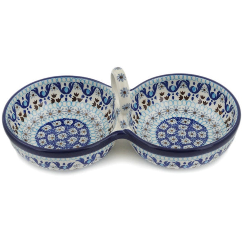 Polish Pottery 10 Condiment Dish Blue Ice